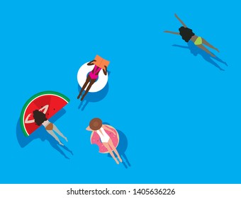 summer / fancy floats at the swimming pool / beach vector/illustration