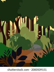 Summer fantasy wood vector illustration. Ideal for games, wallpapers, book`s covers and everything for children. 