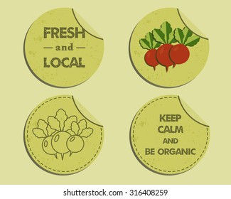 Summer Farm Fresh branding identity elements. Label, badge templates. Organic design. Mock up. Best for natural shop, organic fairs, eco markets and local companies. Vector illustration