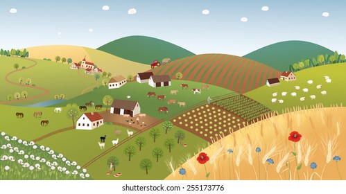 Summer farmer landscape