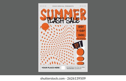 Summer Fashion Flyer. Modern art minimalist style design templates for celebration, ads, branding, banner, cover, label, poster, sales