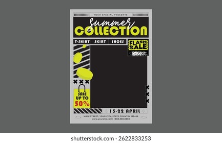 Flyer de Moda de Verão. Modelo de arte de ilustração vetorial