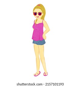 Summer fashion girl wearing cute sunglasses