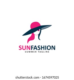 Summer Fashion Logo Design Template, Women Face Logo Vector Illustration, head shop logo.