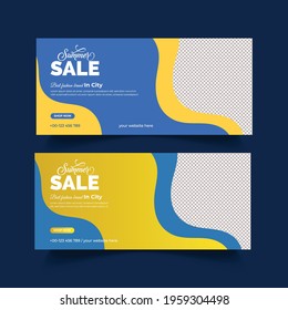 Summer fashion sale Facebook cover header social media post banner ads or summer sale offer summer fashion template design