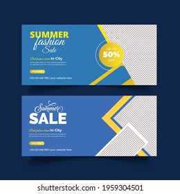 Summer fashion sale Facebook cover header social media post banner ads or summer sale offer summer fashion template design