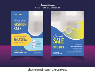 Summer Fashion Sale Flyer, Summer sale offer, fashion sale flyer, colorful summer fashion poster brochure cover template design