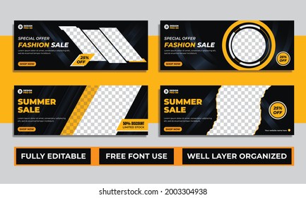 Summer fashion sale social media web banner flyer and facebook cover design template vector Premium