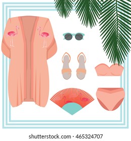 Summer fashion set vector.