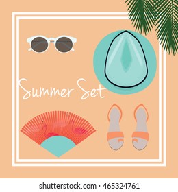 Summer fashion set vector.
