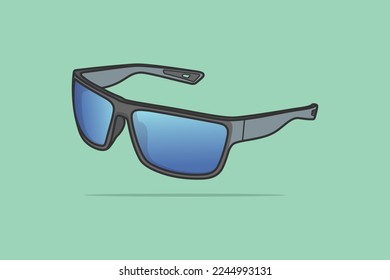 Summer Fashion Sun Glasses   gradient color lens optic vector illustration  Summer   fashion objects icon concept  Summer shiny grey sunglasses and shadow vector design green background 