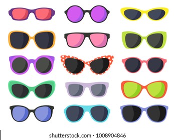 Summer fashion sunglasses set isolated on white background. Vector illustration