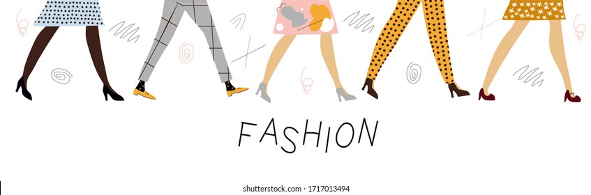 
Summer fashion. Vector illustration with stylish clothes and shoes for the background, print, print, book, advertisement, website, banner, business.