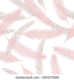 Summer feather plumage vector seamless ornament. Decorative graphic design. Airy natural feather plumage fabric print pattern.