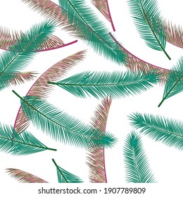Summer feather plumelet vector ornament. Vintage fabric print. Ethnic aztec feather plumelet fashion print seamless ornament.