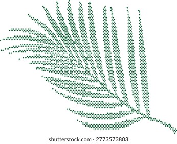 summer featuring green palm leaf frond with dotted texture on white background keywords:...