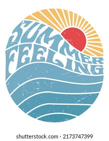 Summer feeling retro vintage t-shirt design