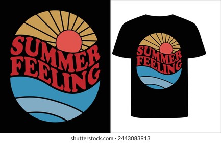 Summer Feeling t shirt design .Summer illustration design t-shirt, vintage summer feeling shirt design for summer