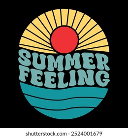 Summer Feeling t shirt design .Summer illustration design t-shirt, vintage summer feeling shirt design for summer