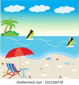 summer is felt when on the beach see a sailboat
