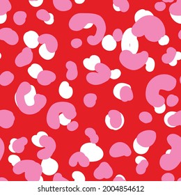 Summer feminist cheetahs vector repeat pattern in pink and red