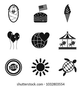 Summer fest icons set. Simple set of 9 summer fest vector icons for web isolated on white background