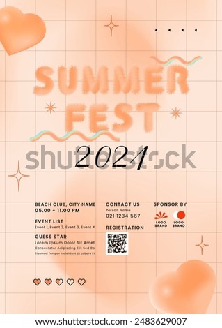 Summer fest peach gradient poster template