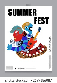 summer fest poster design for background, banner, poster, flyer, brochure, etc
