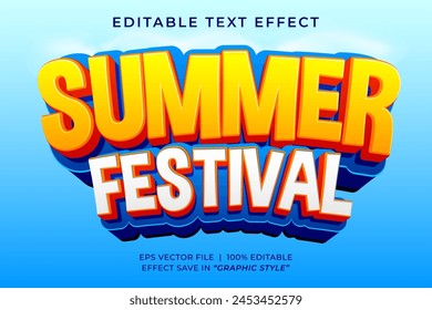 Summer festival 3d editable text effect template