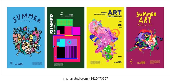Summer Festival Art and Culture Colorful Illustration Poster. Illustration for Summer, event, website, landing page, promotion, flyer, digital and print.
