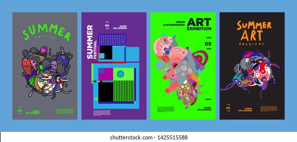 Summer Festival Art and Culture Colorful Illustration Poster. Illustration for Summer, event, website, landing page, promotion, flyer, digital and print.
