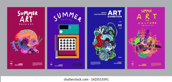 Summer Festival Art and Culture Colorful Illustration Poster. Illustration for Summer, event, website, landing page, promotion, flyer, digital and print.
