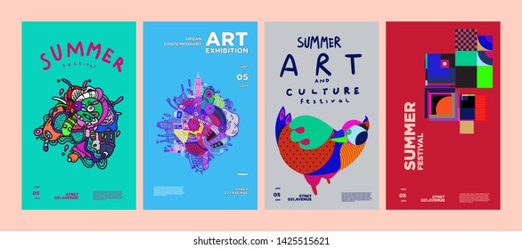 Summer Festival Art and Culture Colorful Illustration Poster. Illustration for Summer, event, website, landing page, promotion, flyer, digital and print.
