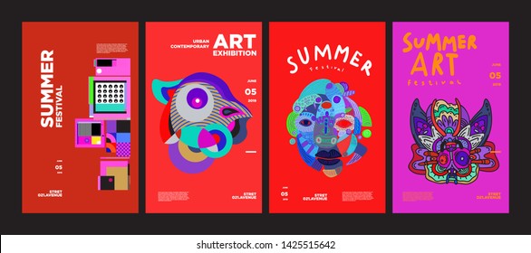 Summer Festival Art and Culture Colorful Illustration Poster. Illustration for Summer, event, website, landing page, promotion, flyer, digital and print.
