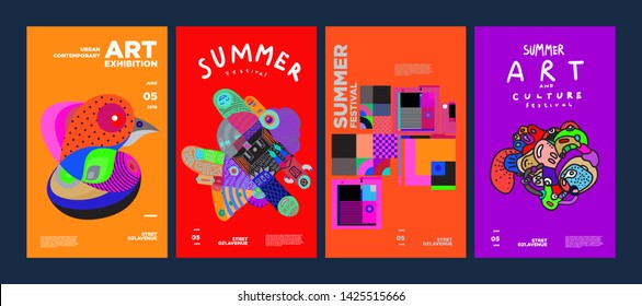 Summer Festival Art and Culture Colorful Illustration Poster. Illustration for Summer, event, website, landing page, promotion, flyer, digital and print.
