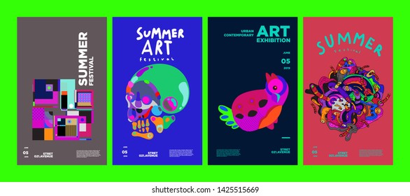 Summer Festival Art and Culture Colorful Illustration Poster. Illustration for Summer, event, website, landing page, promotion, flyer, digital and print.
