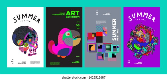 Summer Festival Art and Culture Colorful Illustration Poster. Illustration for Summer, event, website, landing page, promotion, flyer, digital and print.
