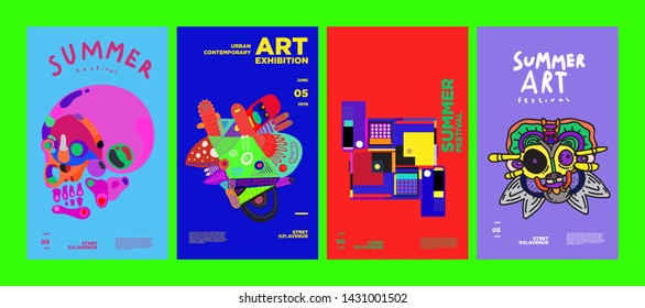 Summer Festival Art and Culture Colorful Illustration Poster. Illustration for Summer, event, website, landing page, promotion, flyer, digital and print.
