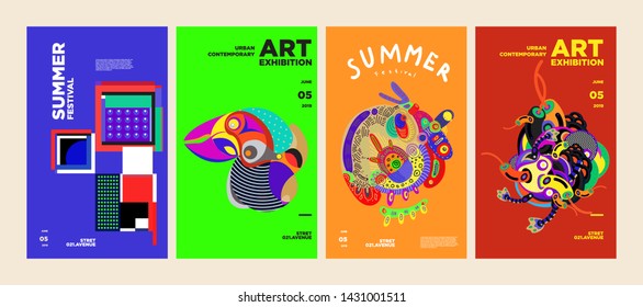 Summer Festival Art and Culture Colorful Illustration Poster. Illustration for Summer, event, website, landing page, promotion, flyer, digital and print.
