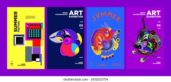 Summer Festival Art and Culture Colorful Illustration Poster. Illustration for Summer, event, website, landing page, promotion, flyer, digital and print.
