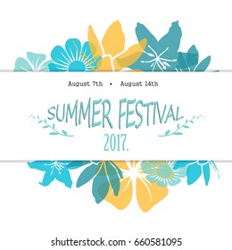 Summer festival banner trendy flower poster vector illustration isolated on white background