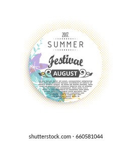 Summer festival banner trendy halftone flower poster vector illustration isolated on white background