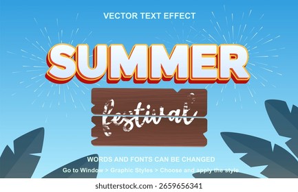 Summer festival - editable text effect- 3D vector template