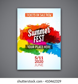 Summer festival flyer design template. colorful design.