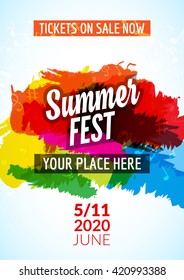 Summer festival flyer design template. Summer poster flyer template colorful design.