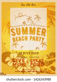 Summer festival flyer template is designed to announce a wide range of summer events: an alternative music festival, a refreshing party in the fields, a famous club party, or just a local summer party