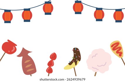 Summer festival food stall illustration set