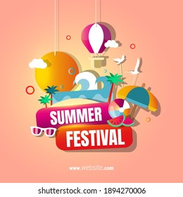 Summer Festival Illustration Logo Vector