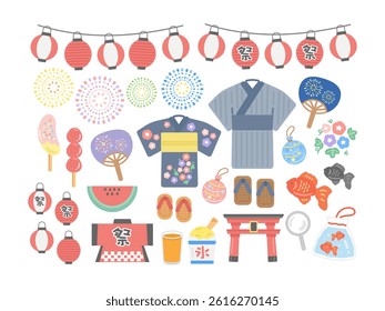 Summer Festival illustration set translation: Festival