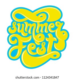 Summer Festival Logo. Hand-sketched Lettering Isolated On White Background. Modern Freestyle Vector Design.